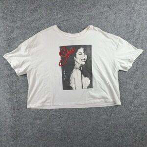 C-Life Shirt Womens XXL White Selena Graphic Cropped Music T-Shirt Tee